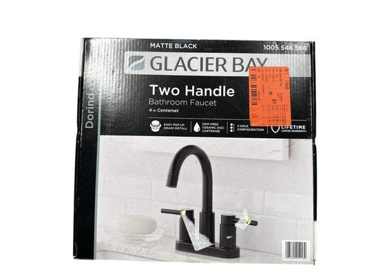 Glacier Bay Dorind 4" Centerset 2-Handle Bathroom Faucet - Matte Black -OPEN BOX