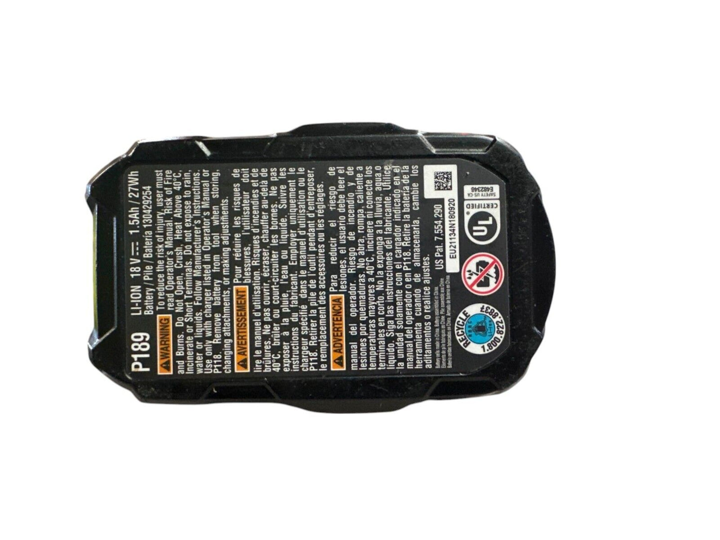 Ryobi ONE+ 18v 1.5Ah Lithium-Ion Battery P189 - USED-