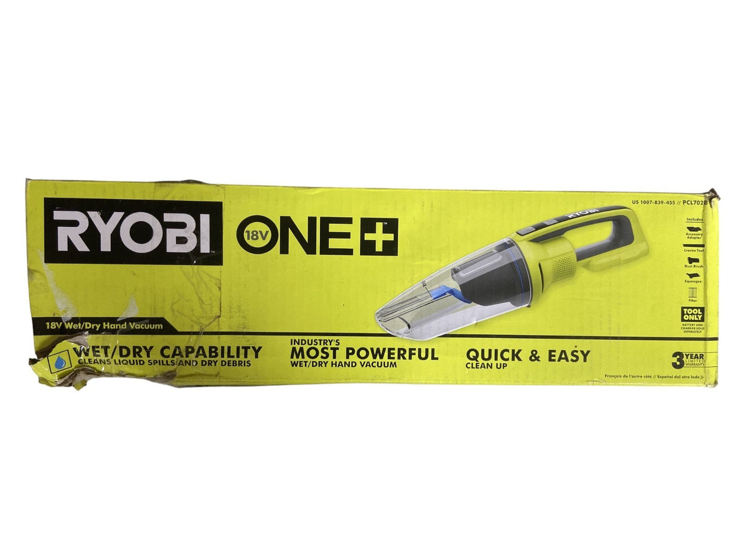 RYOBI PCL702B 18V Cordless Wet/Dry Hand Vacuum (Tool Only)