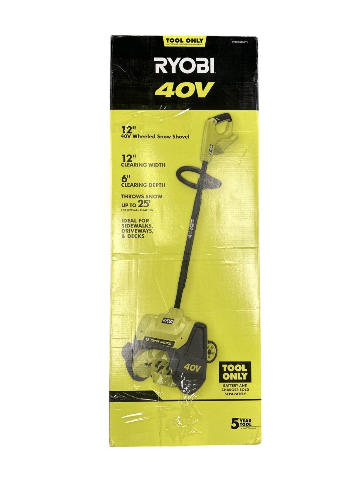 RYOBI RY408013 40V Cordless 12" Wheeled Snow Shovel -TOOL ONLY -USED-