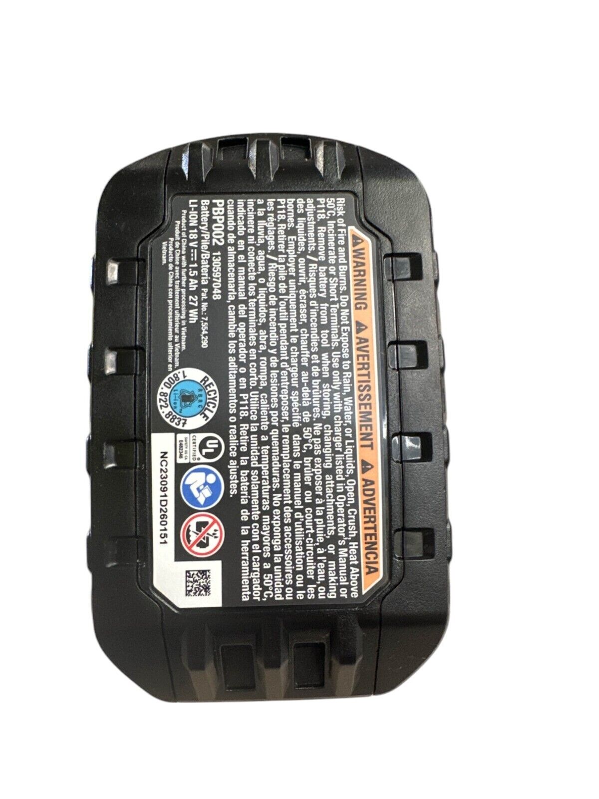 RYOBI PBP002 ONE+ 18V Lithium-Ion 1.5 Ah Battery -OPEN BOX-