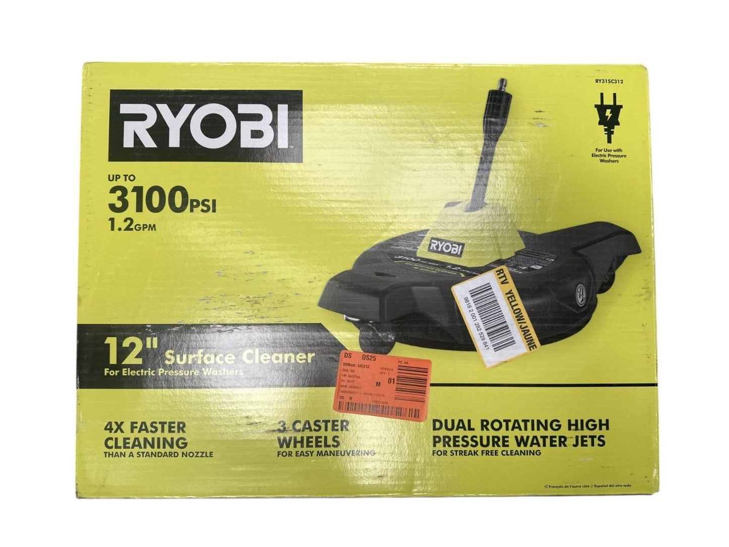 RYOBI 12" 3100 PSI Electric Pressure Washer Surface Cleaner - RY31SC312