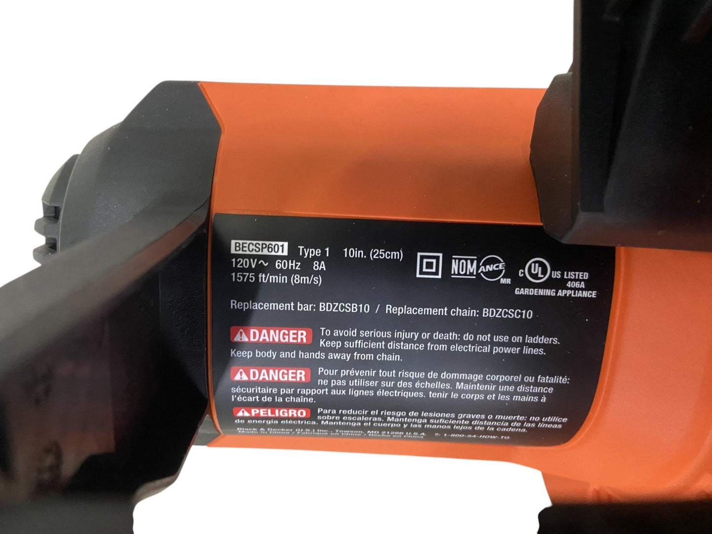 Black & Decker BECSP601 8 Amp 10" 2-in-1 Pole CHAINSAW ONLY