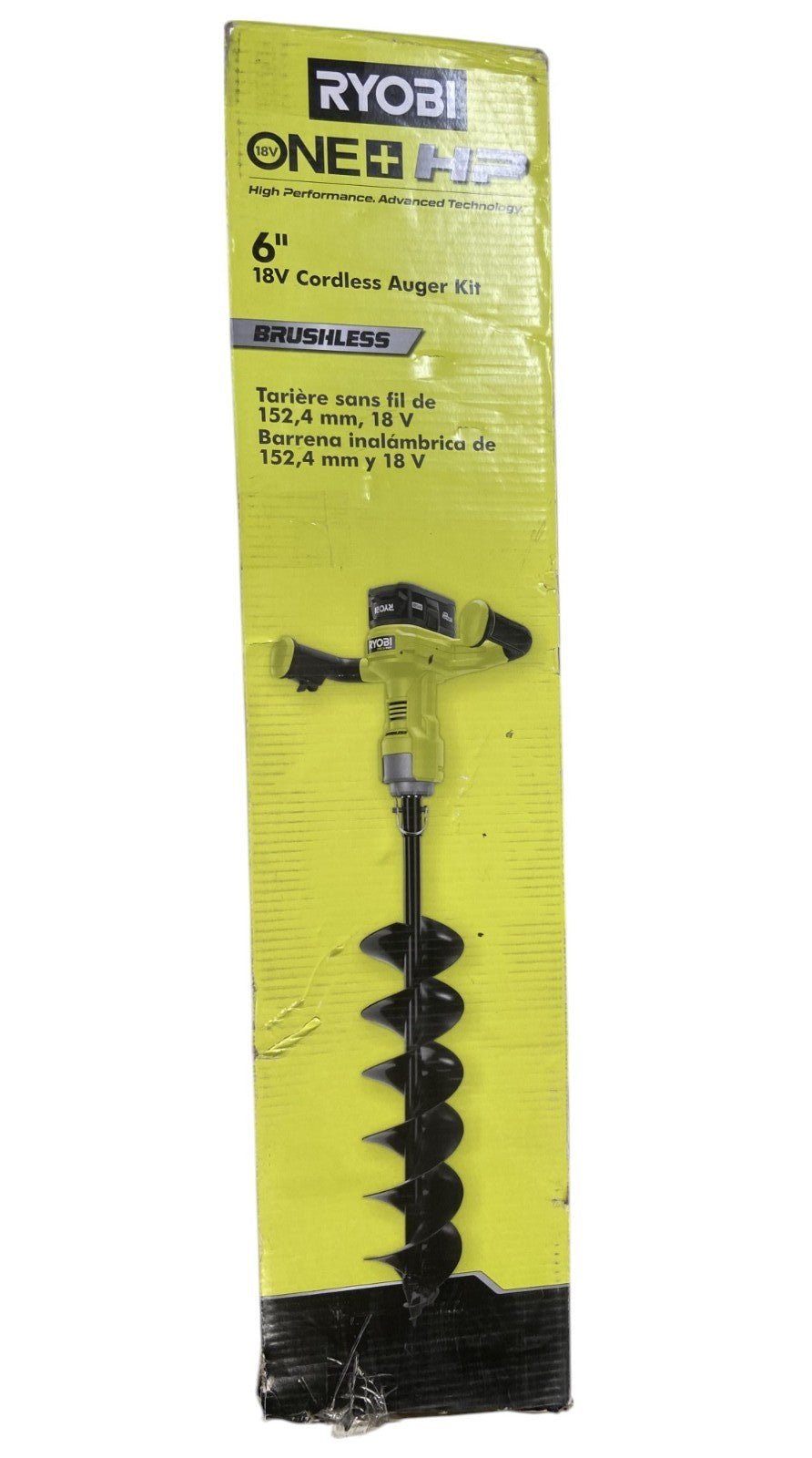 RYOBI P2930 ONE+ HP 18V Brushless Cordless Earth Auger 6" TOOL ONLY