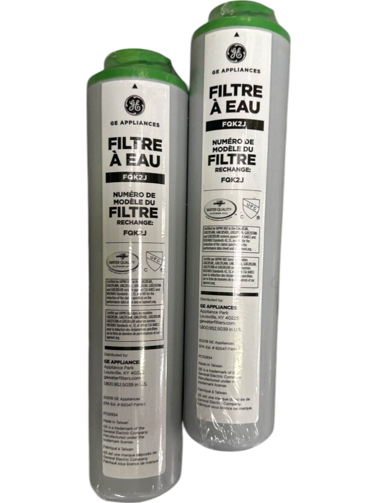 2 pack GE FQK2J Under Sink Water Filter Replacement - NEW