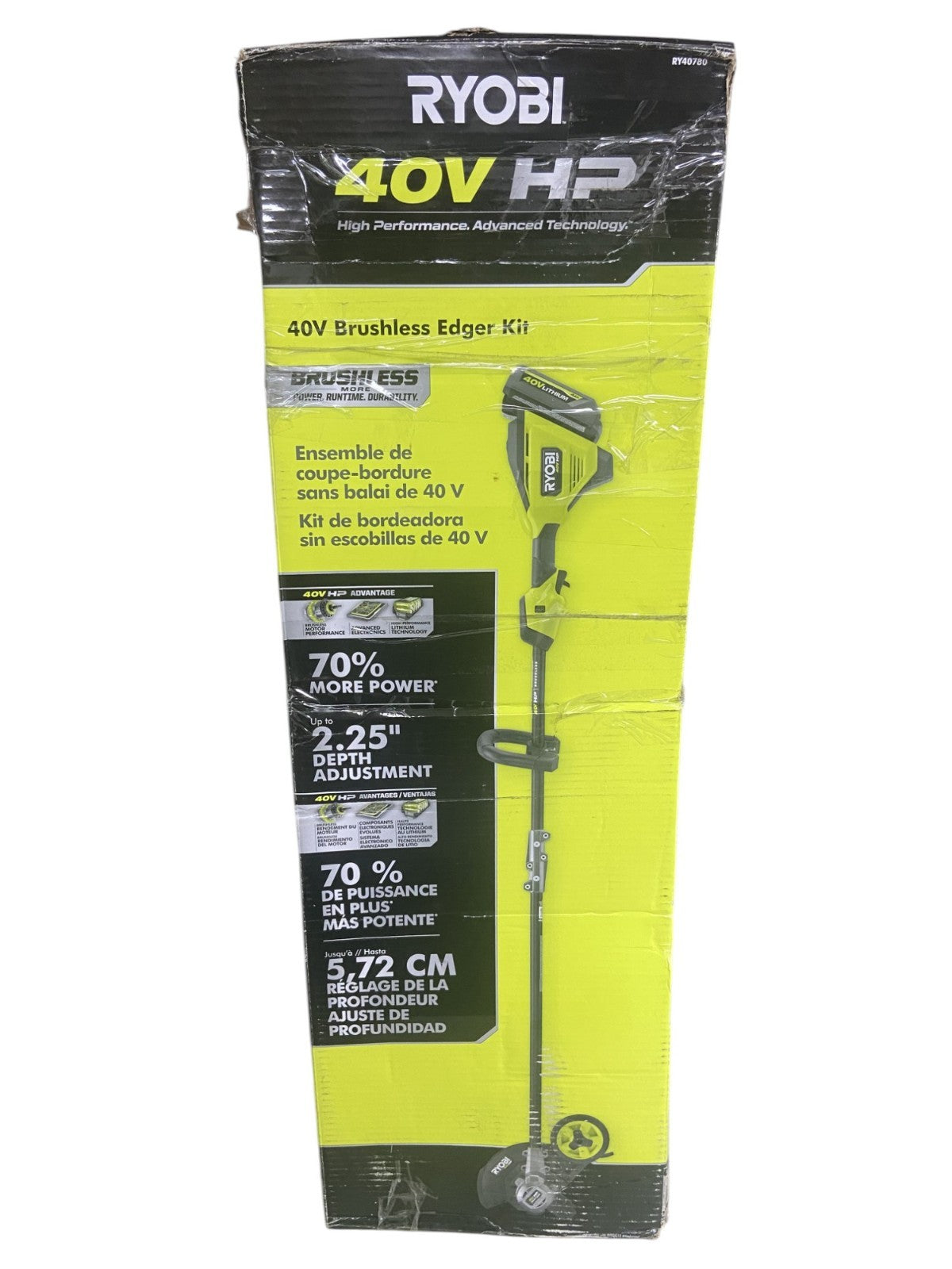RYOBI 40V HP Brushless Stick Lawn Edger with 4.0 (Tool Only) RY40780