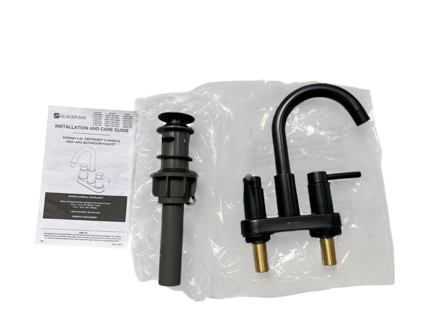 Glacier Bay Dorind 4" Centerset 2-Handle Bathroom Faucet - Matte Black -OPEN BOX
