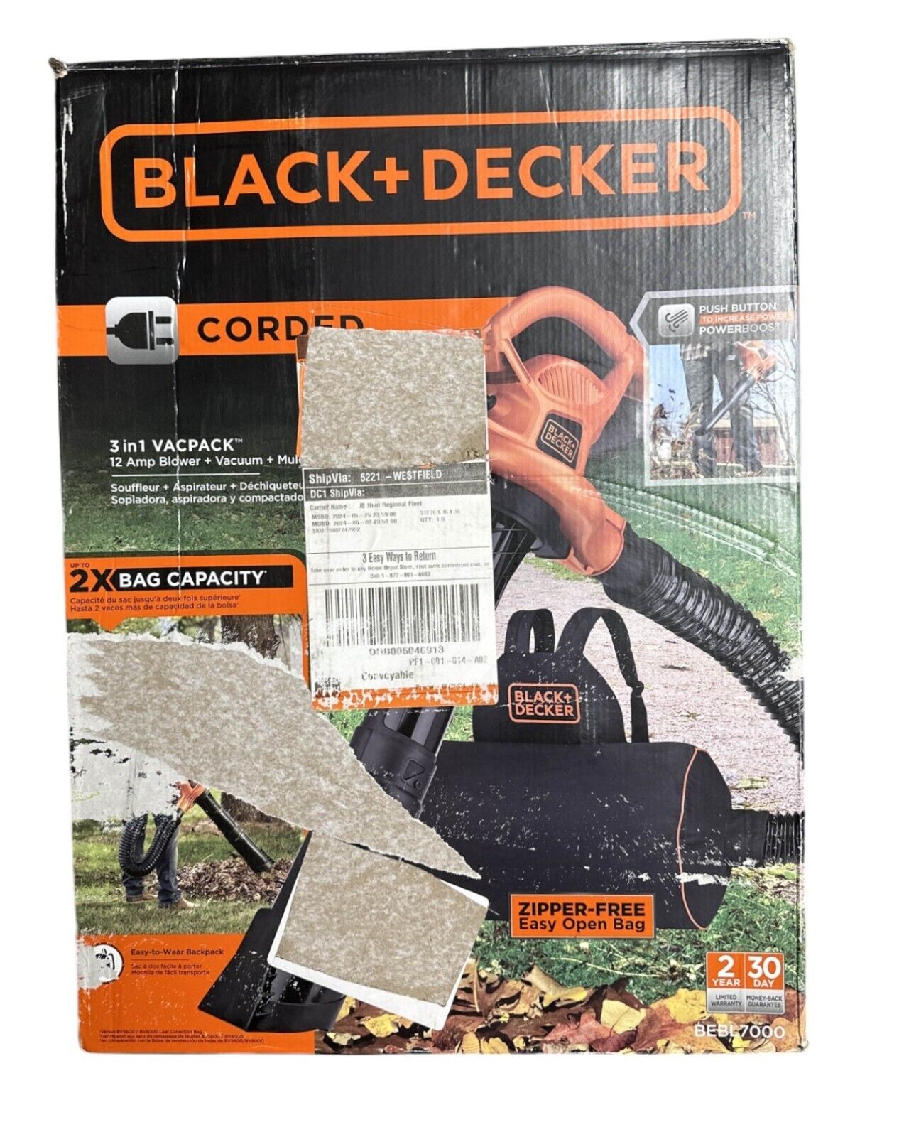 Black &amp; Decker BEBL7000 VACPACK 3-in-1 Leaf Blower/Vacuum/Mulcher-DIRT ...