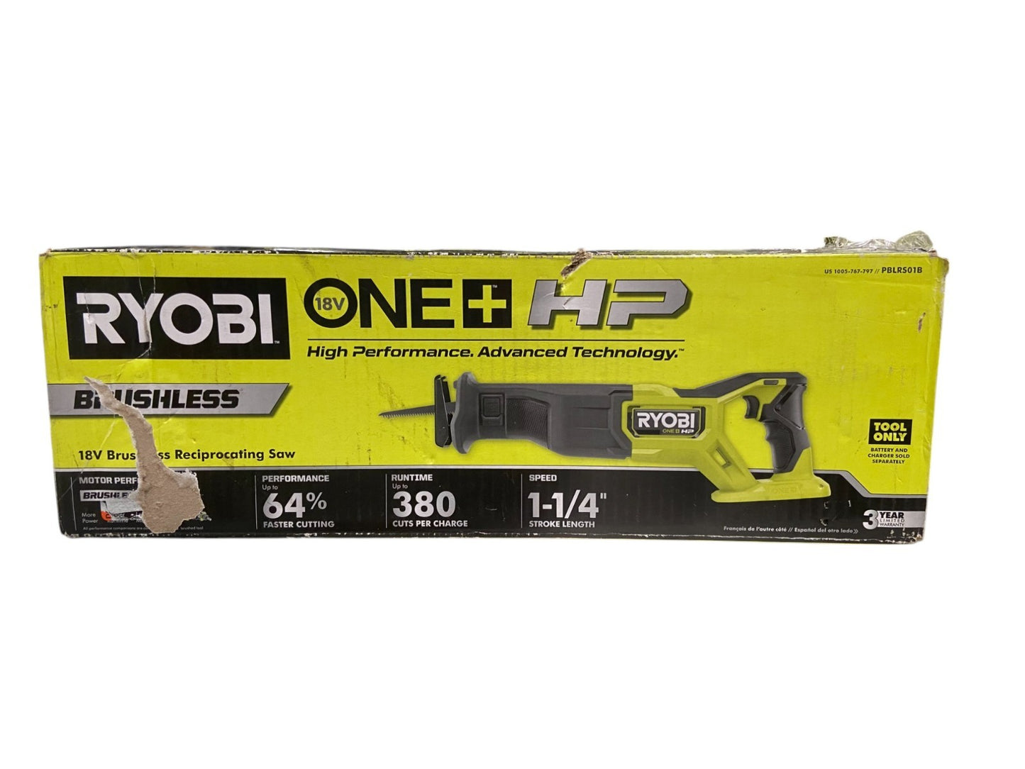 RYOBI PBLRS01B ONE+ HP 18V Brushless Reciprocating Saw (Tool Only) READ DESCRIP.