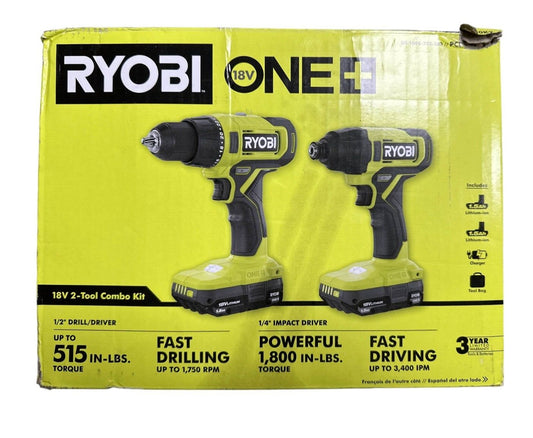 RYOBI 18V 2-Tool Combo Kit (Drill/Driver & Impact Driver) PCL1200K2