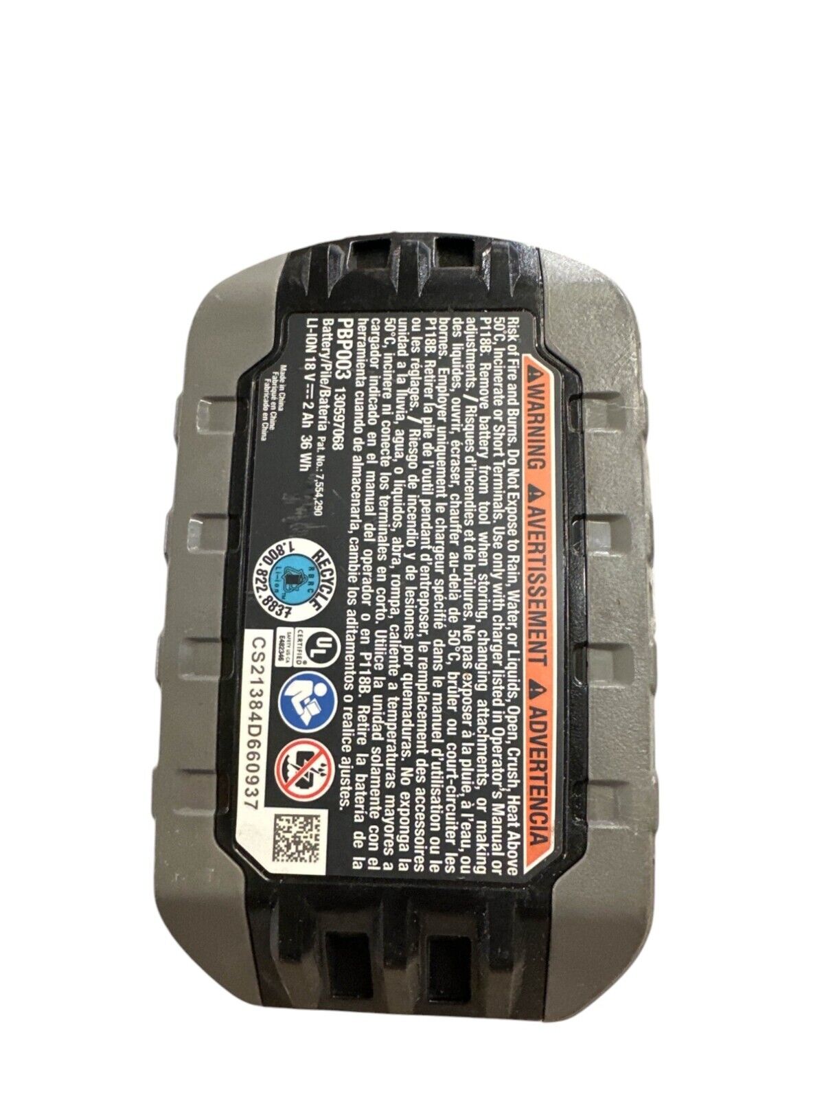 RYOBI PBP003 2Ah 18V Lithium-ion High Performance Battery(2-Pack)-USED-