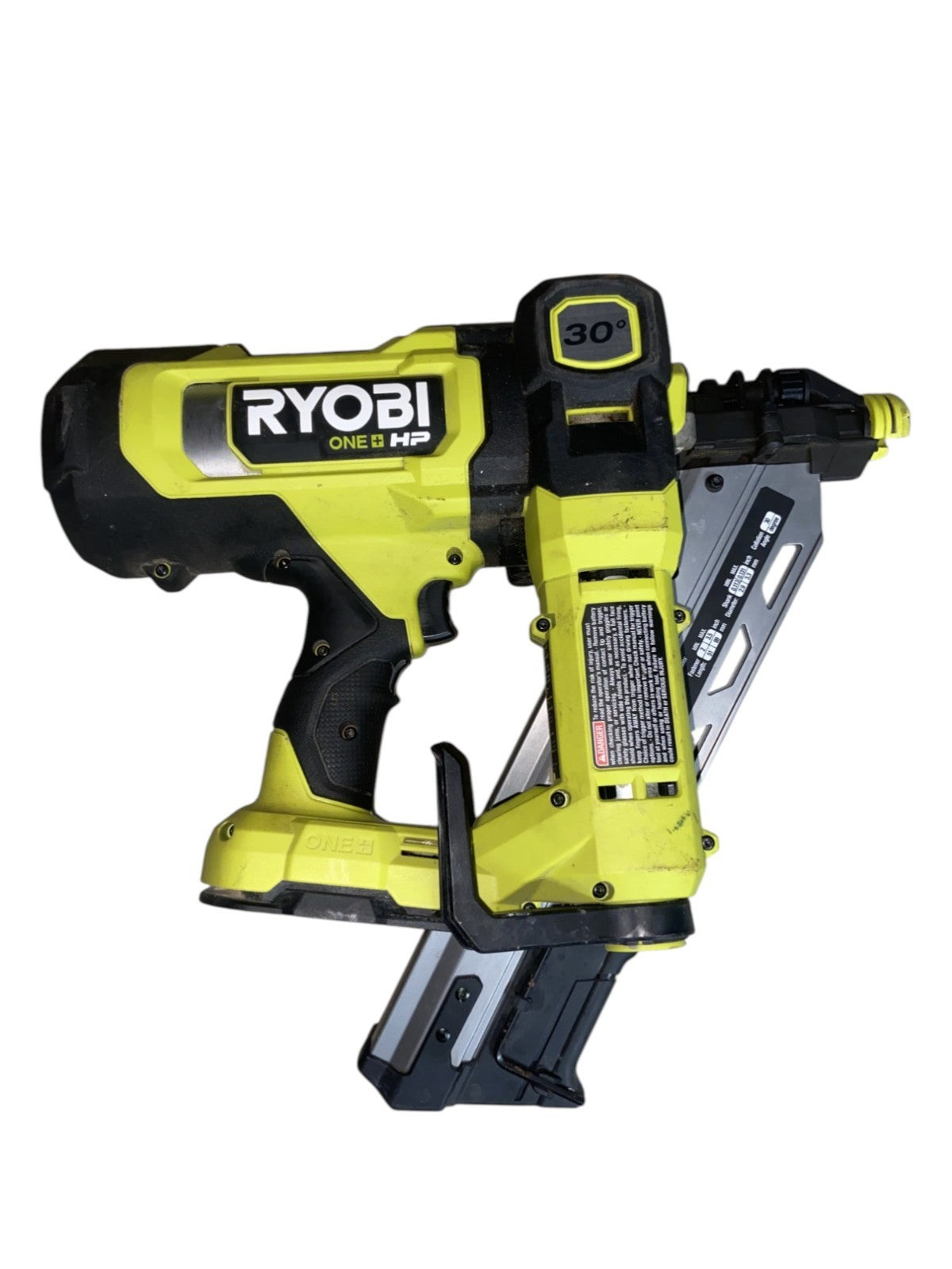 (BROKEN, FOR PARTS) RYOBI PBL350B 18v Brushless AirStrike 30° Framing Nailer