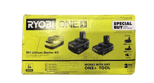 RYOBI ONE+ 18v Battery and Charger Kit - 4Ah & 2Ah Battery PSK106SB