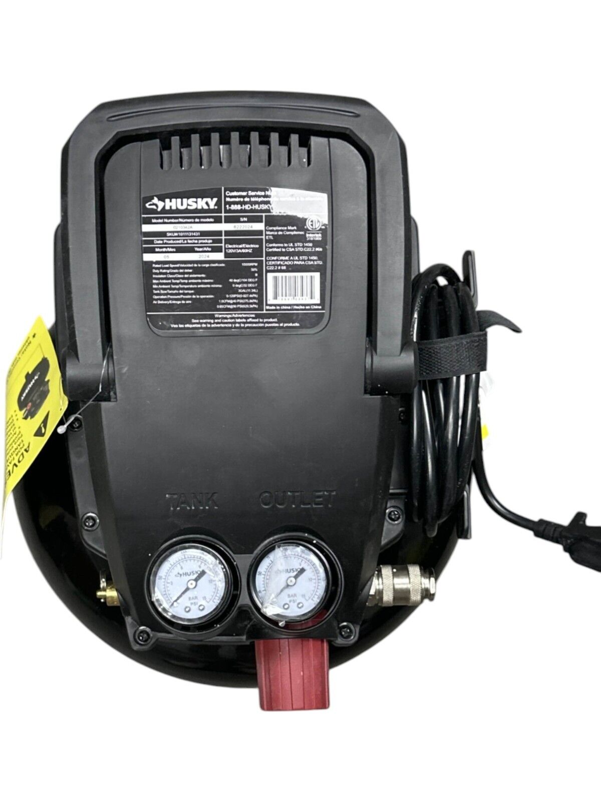 Husky 3 Gal. 120PSI Portable Electric Pancake Air Compressor -OPEN BOX-