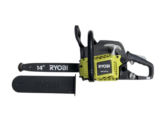 (BROKEN, FOR PARTS) RYOBI RY3714 14" 37cc 2-Cycle Gas Chainsaw - NO CHAIN