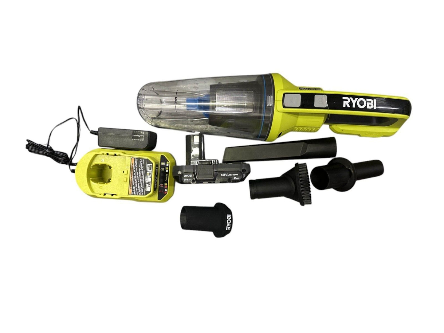 RYOBI PCL702K 18V ONE+ Cordless Wet/Dry Hand Vacuum w/ 2 Ah Battery & Charger