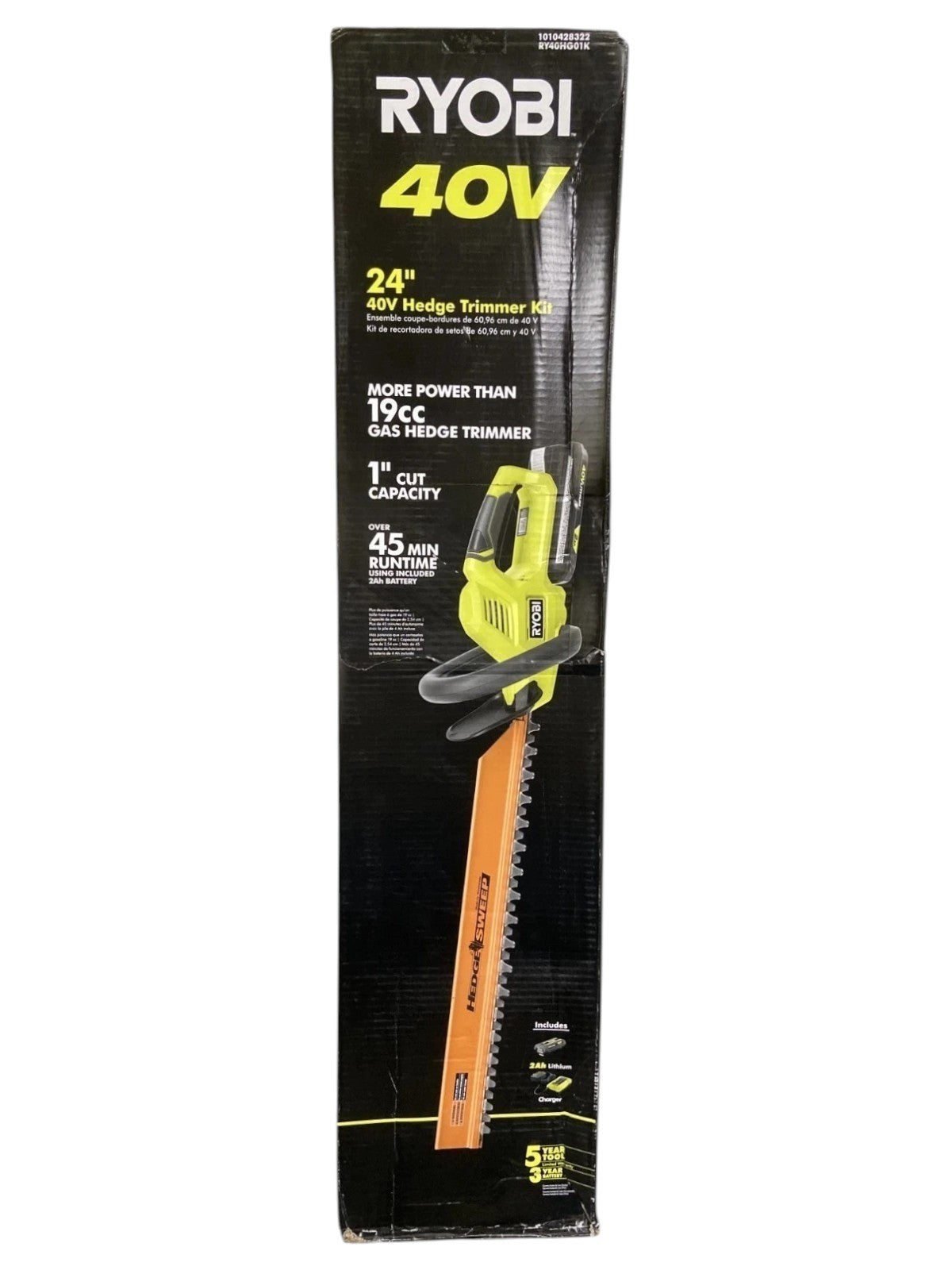 Ryobi RY40HG01K 40V 24" Hedge Trimmer (Tool Only) - NO HEDGE SWEEP