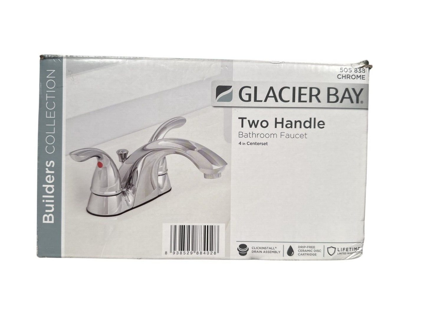 Glacier Bay Builders 4" Centerset 2-Handle Low-Arc Bathroom Faucet - Chrome