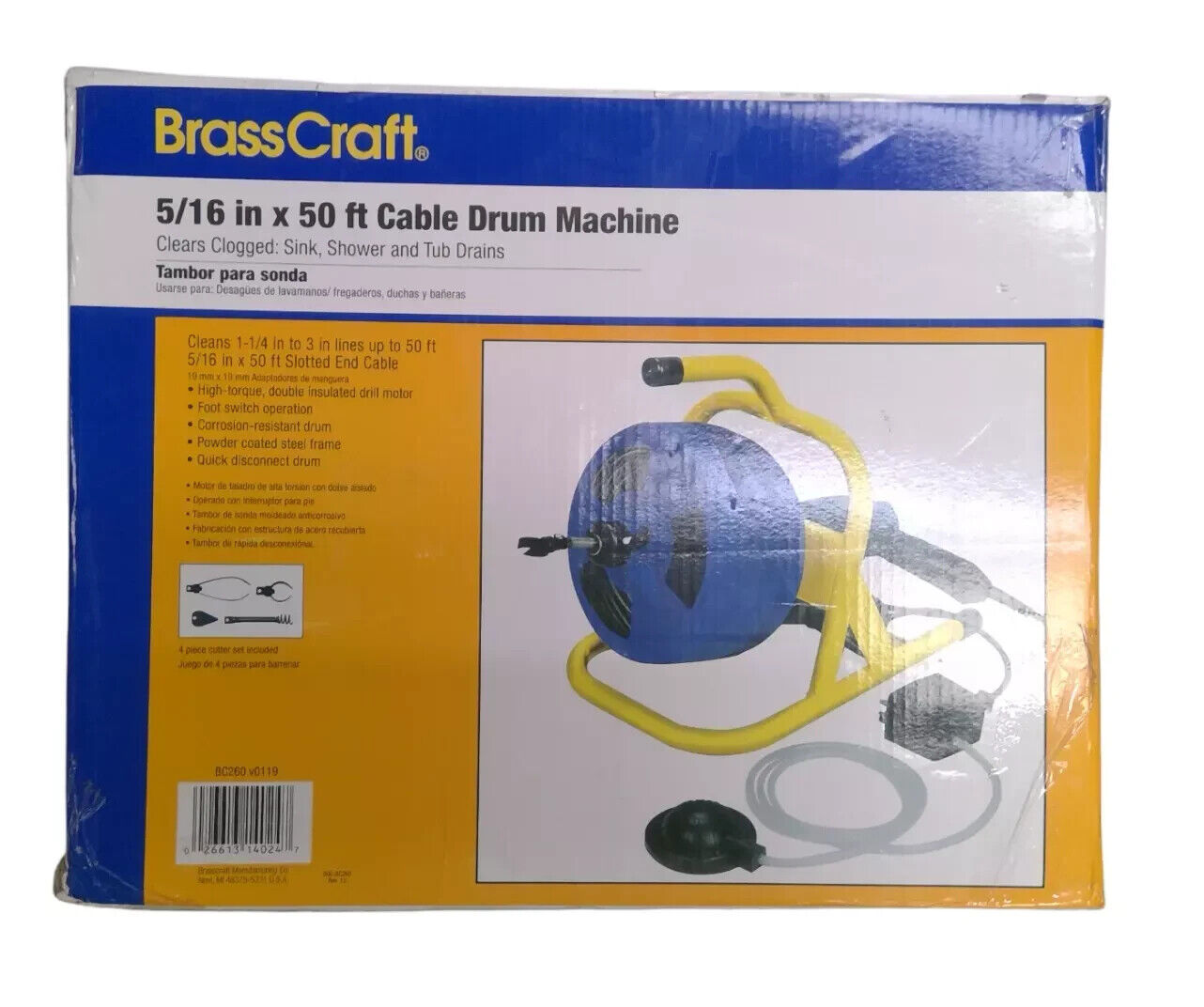 BrassCraft BC260 5/16 in. x 50 ft. Cable Drum Machine --READ--