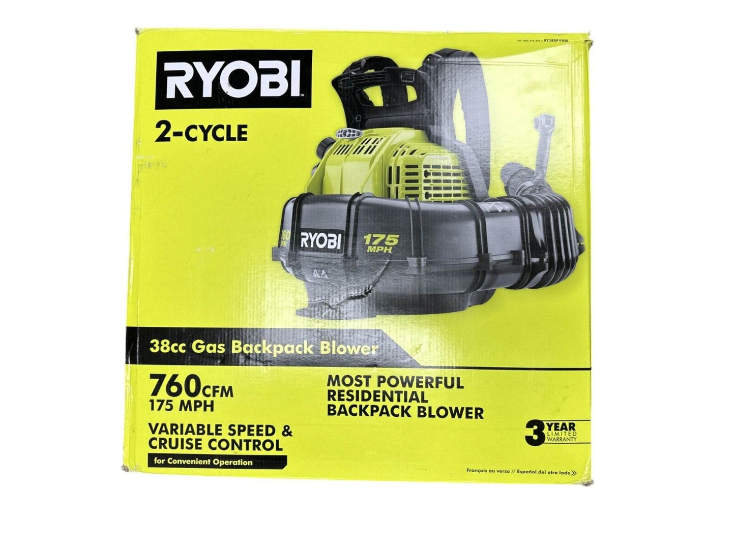 RYOBI RY38BPVNM Backpack Gas Leaf Blower 38cc 2-Stroke -FOR PARTS-