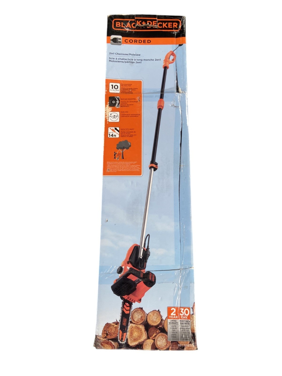 BLACK+DECKER 10 in. 8 Amp Electric Chain and Pole Saw -OPEN BOX-