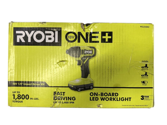 RYOBI 18v Cordless 1/4" Impact Driver Kit -OPEN BOX-