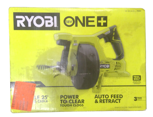 FOR PARTS - RYOBI P4001 18v 25' Drain Auger - TOOL ONLY