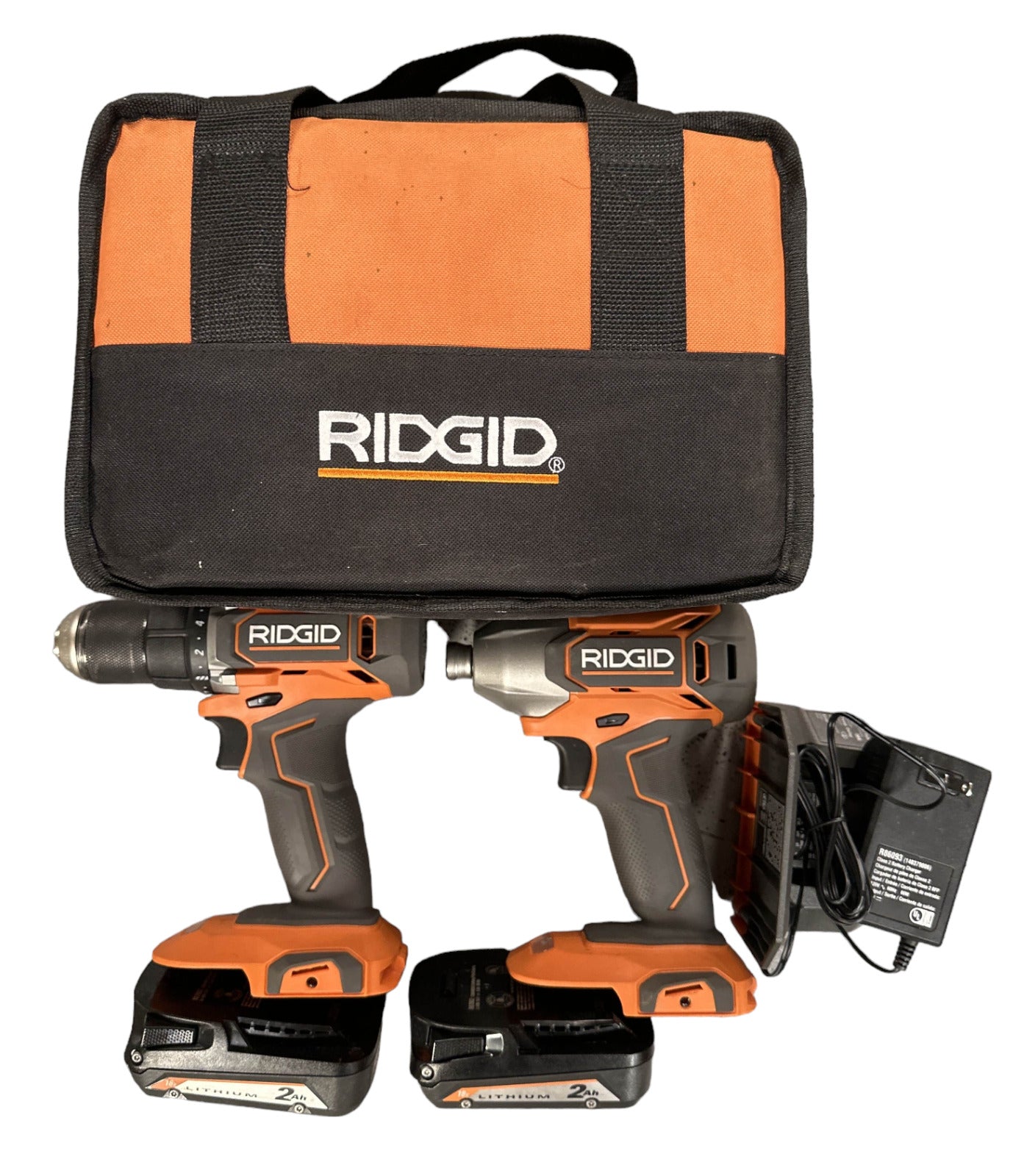 RIDGID 18V Drill Driver & Impact Driver W/ Charger & 2 (2.0Ah) Batteries R92721