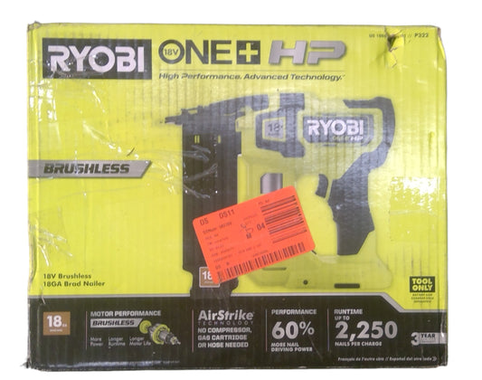 -FOR PARTS- RYOBI P322 HP 18V 18GA Brushless AirStrike Brad Nailer (Tool Only)
