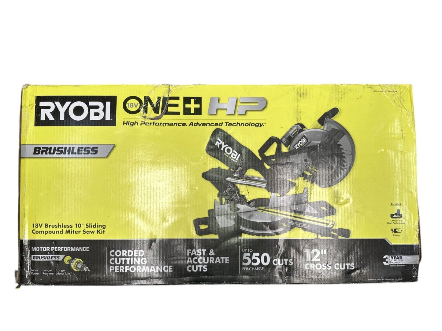 RYOBI PBLMS01B ONE+ HP 18v Brushless  10" Sliding Compound Miter Saw -USED-