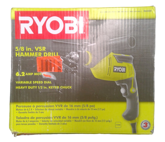 RYOBI D620H Reversible Hammer Drill 5/8" -OPEN BOX-