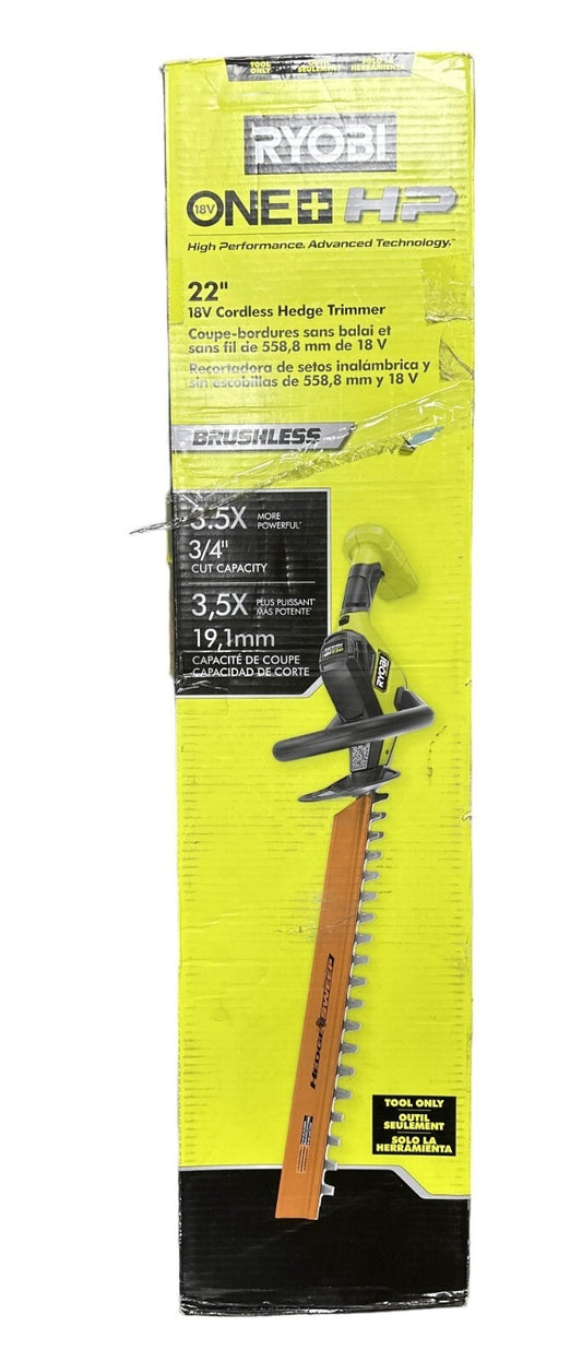 (READ) RYOBI P2608 Hedge Trimmer 22" 18V+ Brushless (Tool Only) -Writing On Tool