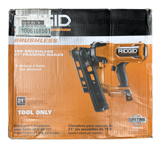 RIDGID R09894B 18v Cordless 21 Degree Framing Nailer