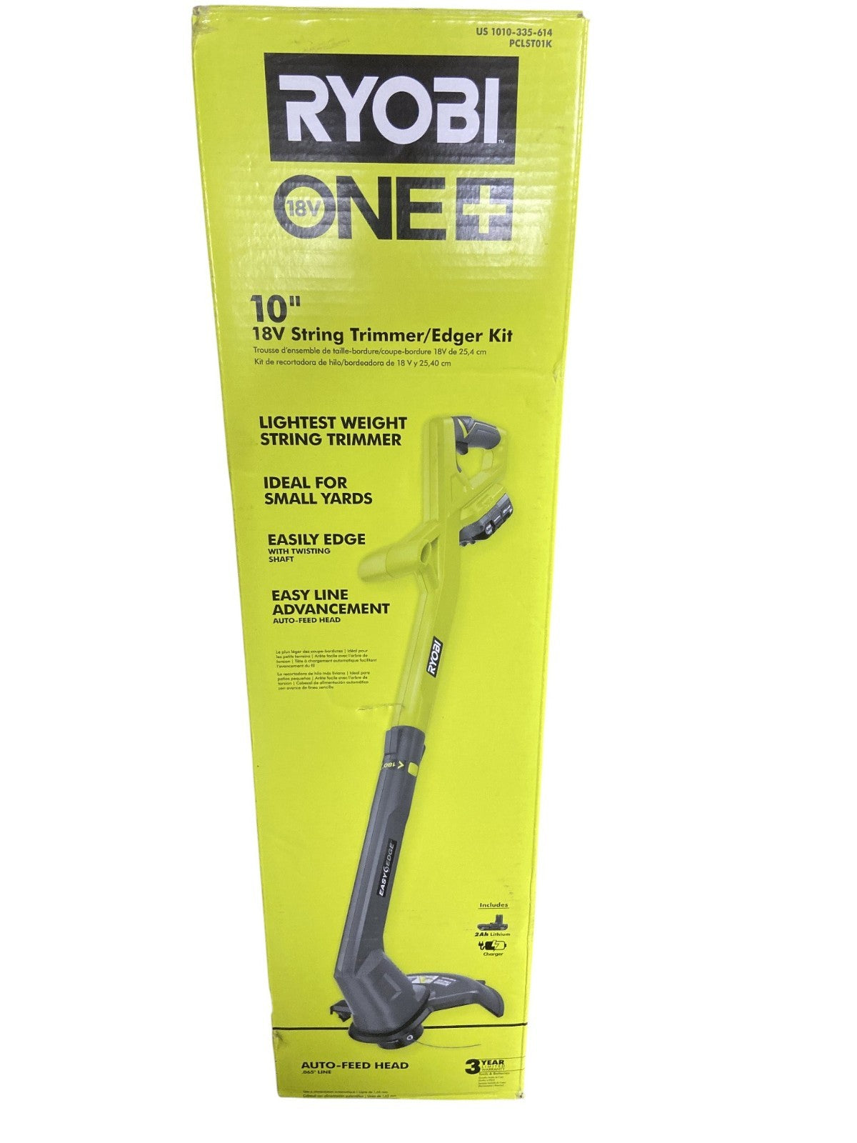 Ryobi ONE+ 18V 10" Cordless String Trimmer / Edger w/ Battery & Charger PCLST01K