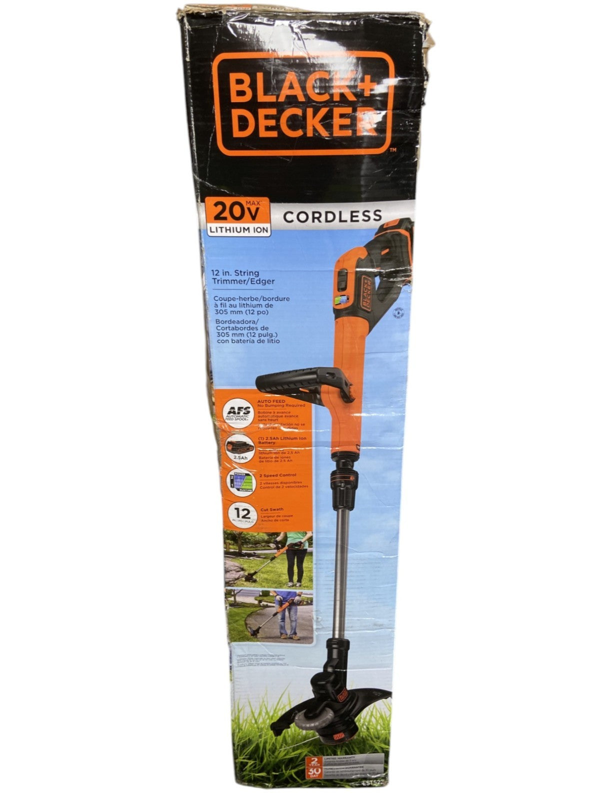 BLACK+DECKER LST522 20V MAX 12" String Trimmer/Edger Kit (w/ Batt & Charger)