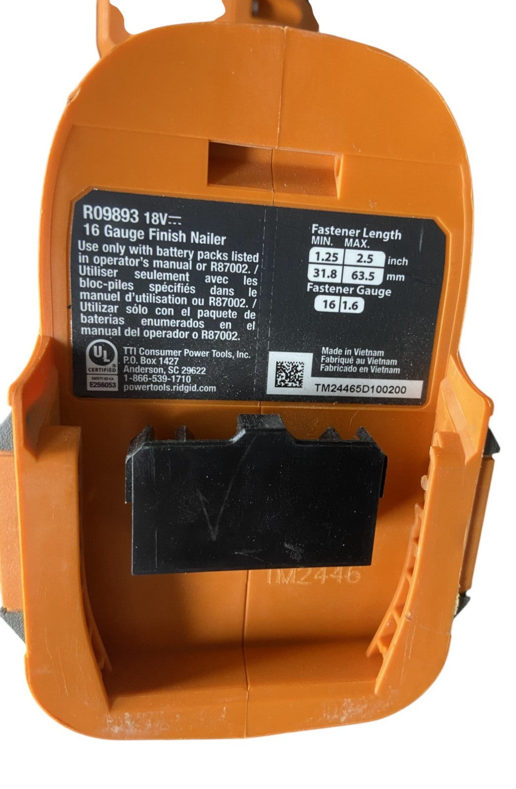 Ridgid R09893B 18V Brushless Cordless 16 GA 2-1/2" Straight Finish Nailer