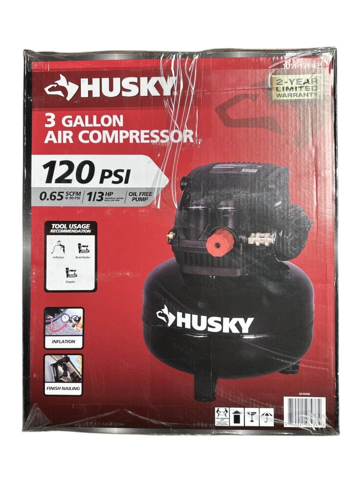 Husky 3 Gal. 120PSI Portable Electric Pancake Air Compressor -OPEN BOX-
