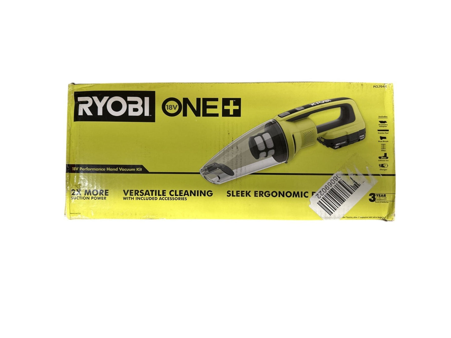 Ryobi PCL704K One+18V Cordless Hand Vacuum Kit w/ 2Ah Battery & Charger