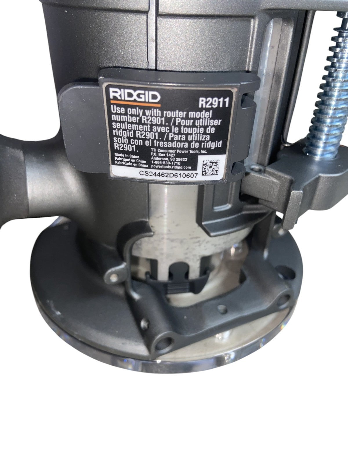 Ridgid R2901 Router with R2911 Base and Wrench / No Edge Guide or Centering Tool