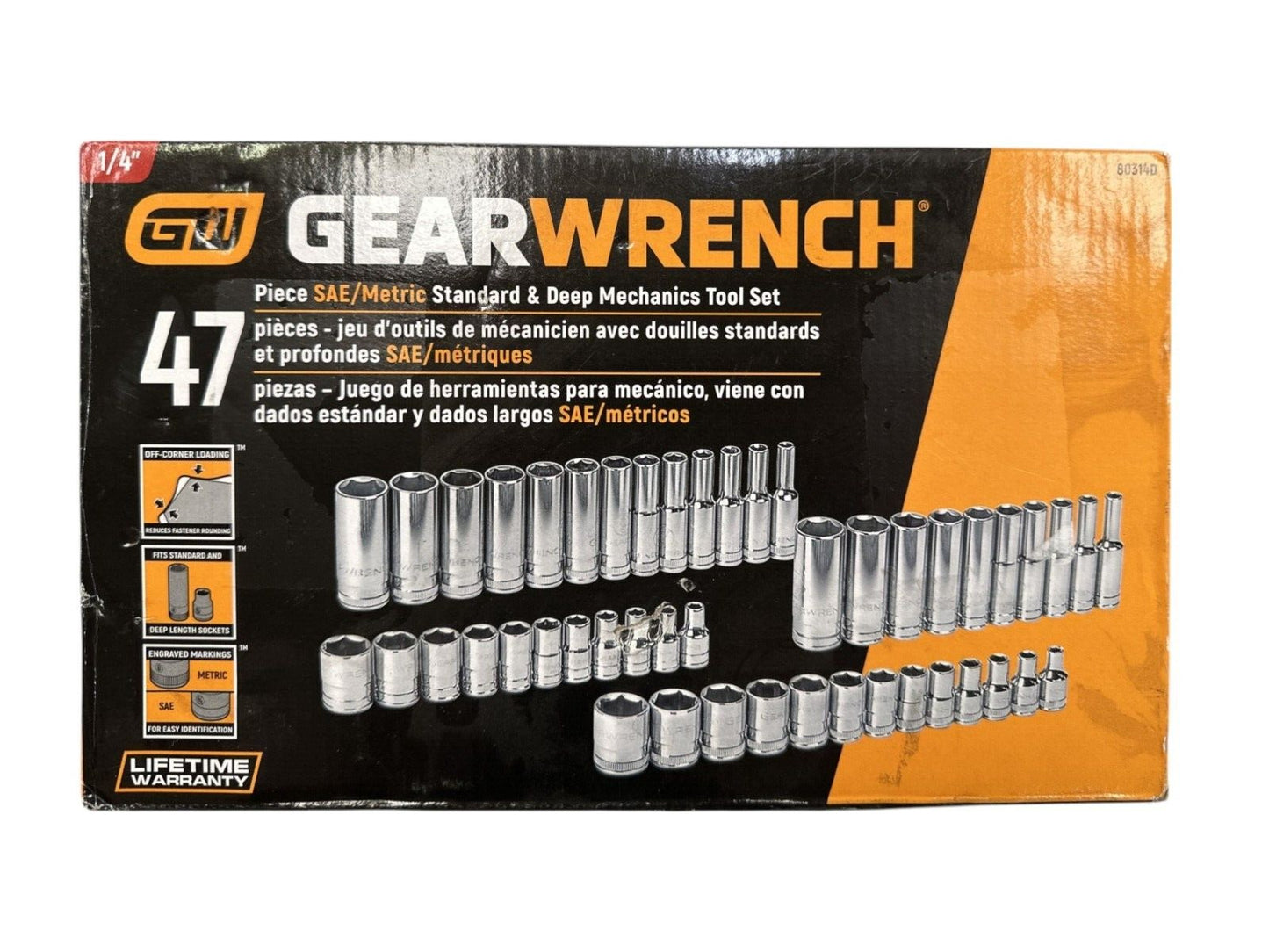 GEARWRENCH 47 Pc. SAE/Metric Standard & Deep Mechanics Tool Set -80314D