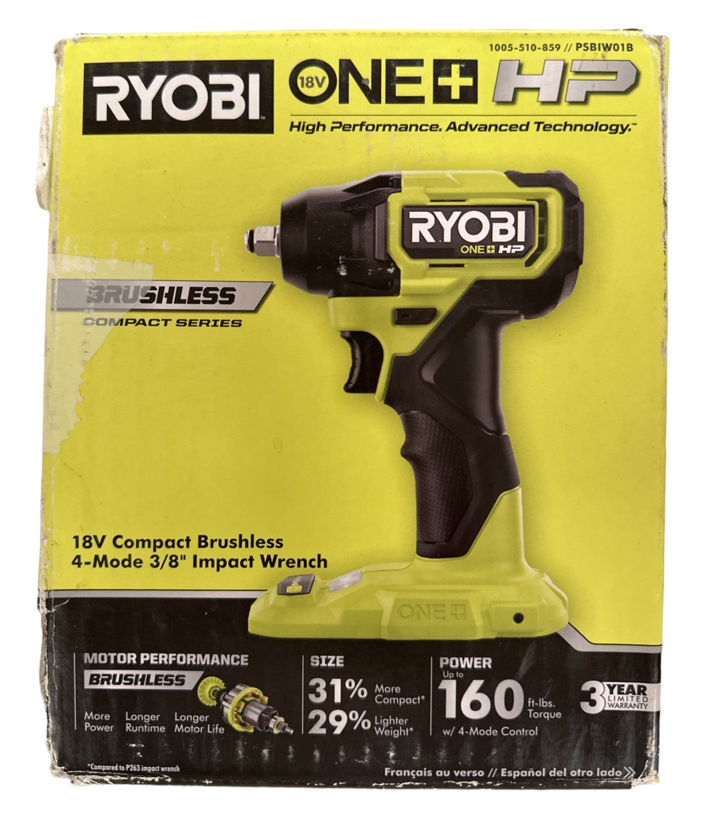 RYOBI HP 18V Brushless Cordless Compact 3/8"Impact Wrench (Tool Only)