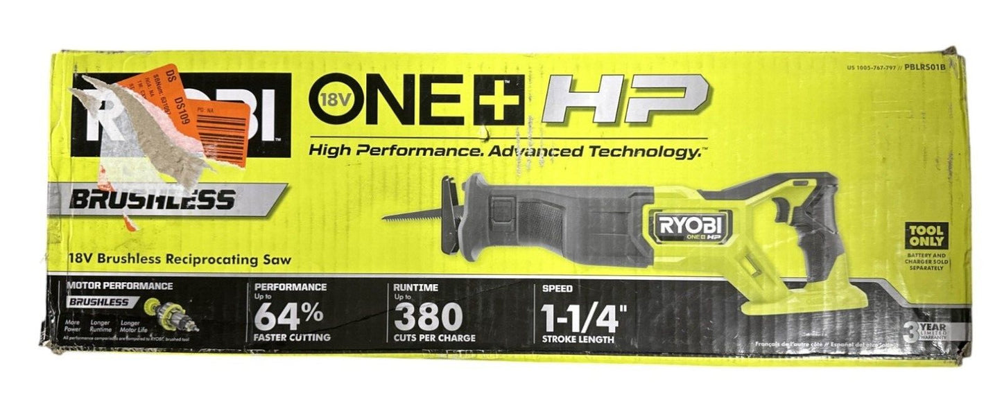 RYOBI PBLRS01B ONE+ HP 18V Brushless Cordless Reciprocating Saw (Tool Only)