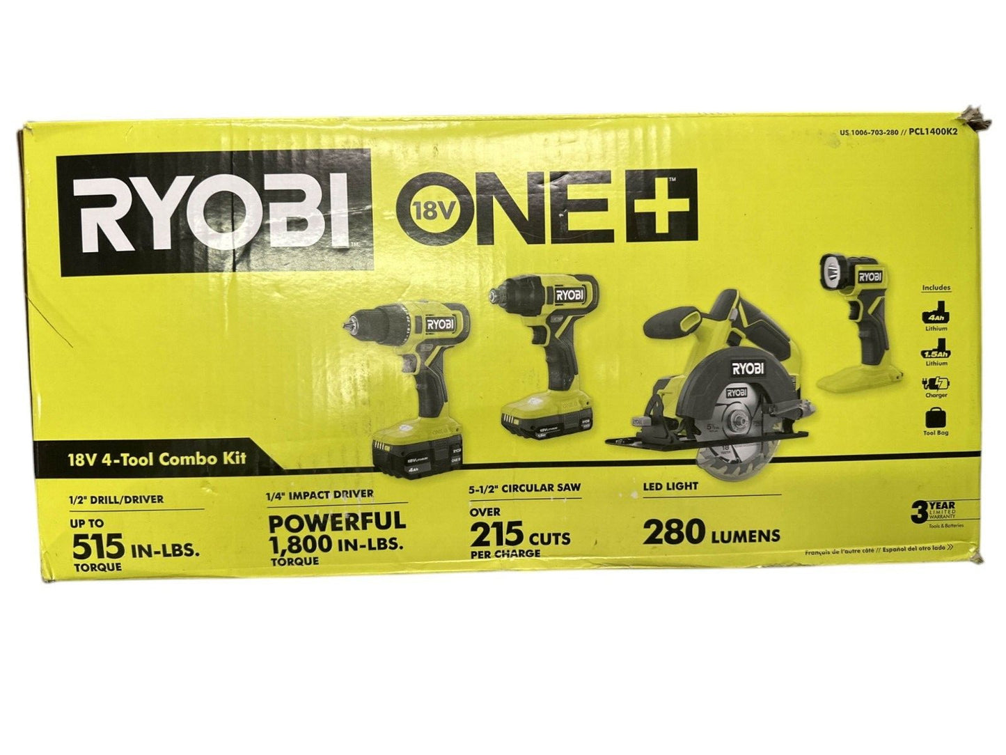 RYOBI PCL1400K2 18v 4-Tool Combo Kit -USED-