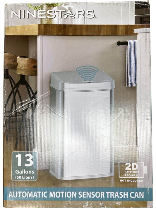 NINESTARS DZT-50-SL Automatic Touchless Motion Sensor Oval Trash Can--READ--