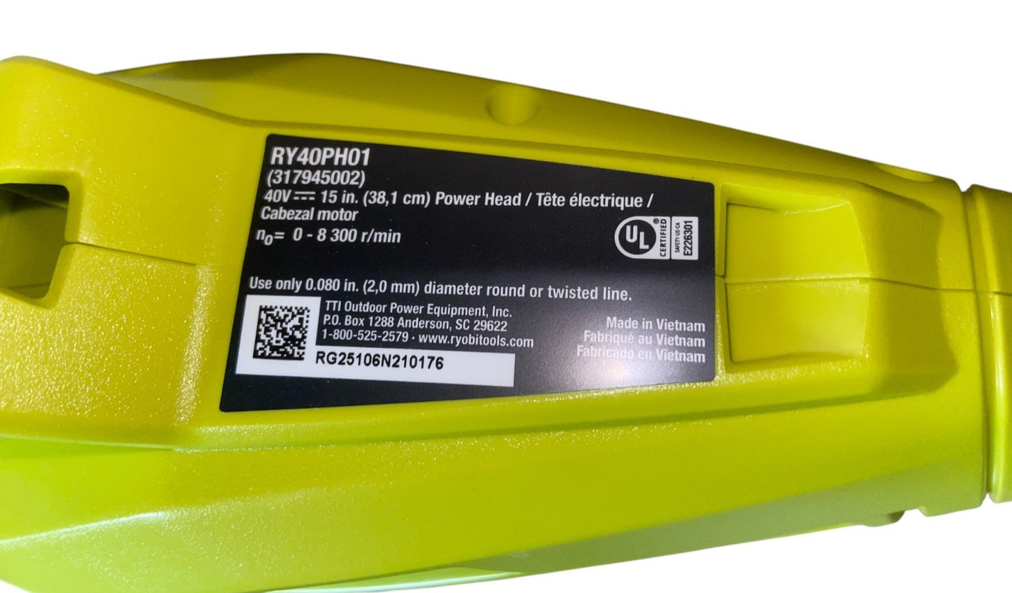 Motor Head for Ryobi 40V 15" inch Battery String Trimmer MOTORHEAD ONLY RY40PH01