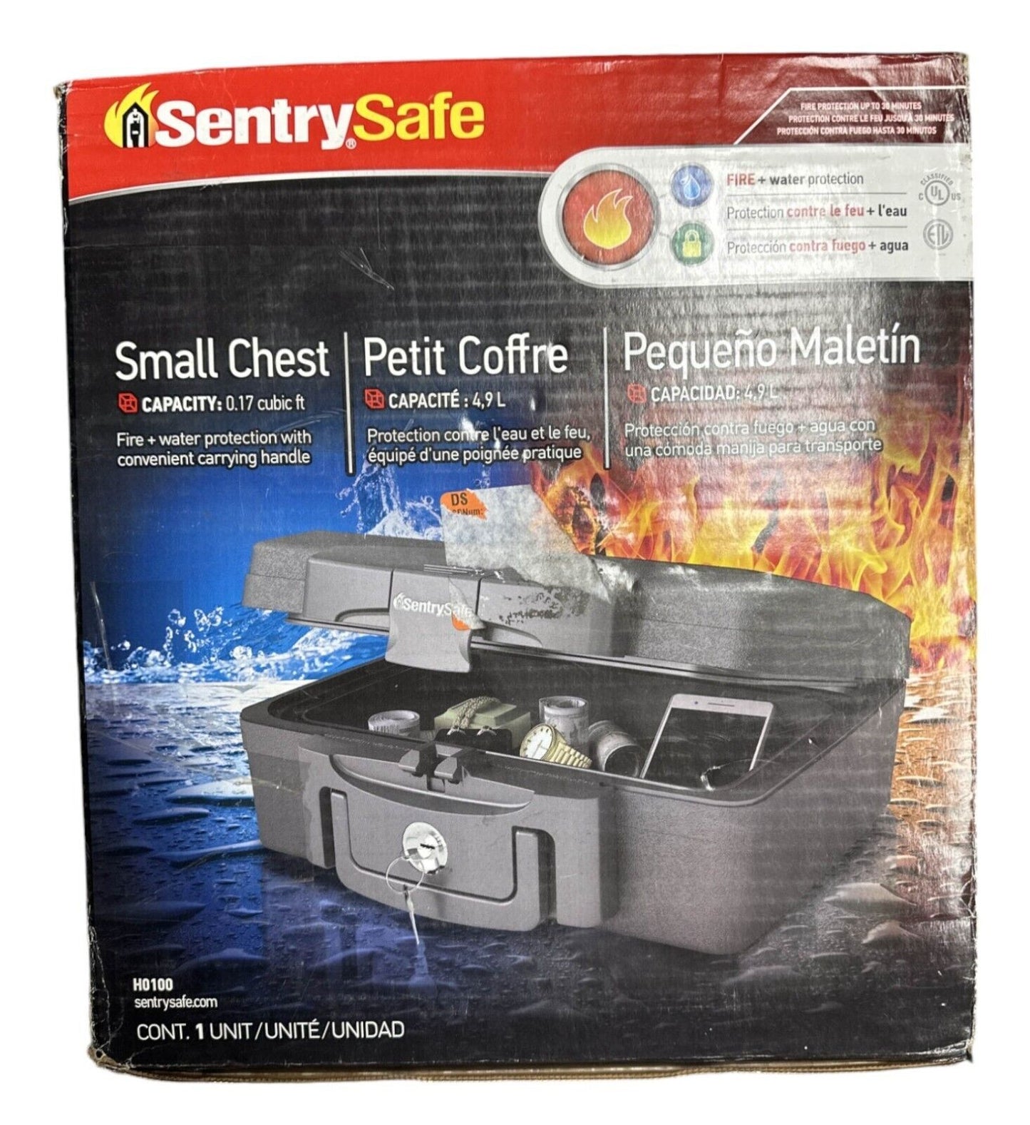 SentrySafe Fire Safe Waterproof Lock Box - H0100 - 2 Keys