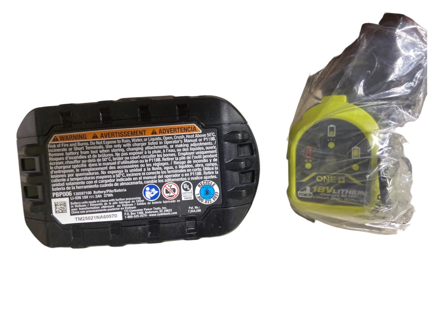 RYOBI PBP006 ONE+ 18V 2.0 Ah Battery (2025 Manufacturer Date) With P119 Charger