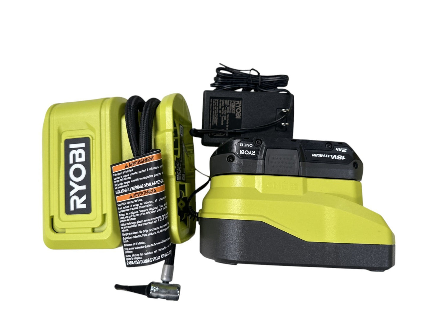 RYOBI PCL001K1 18V High Pressure Inflator Kit w/ a 1.5 Ah Battery &  Charger