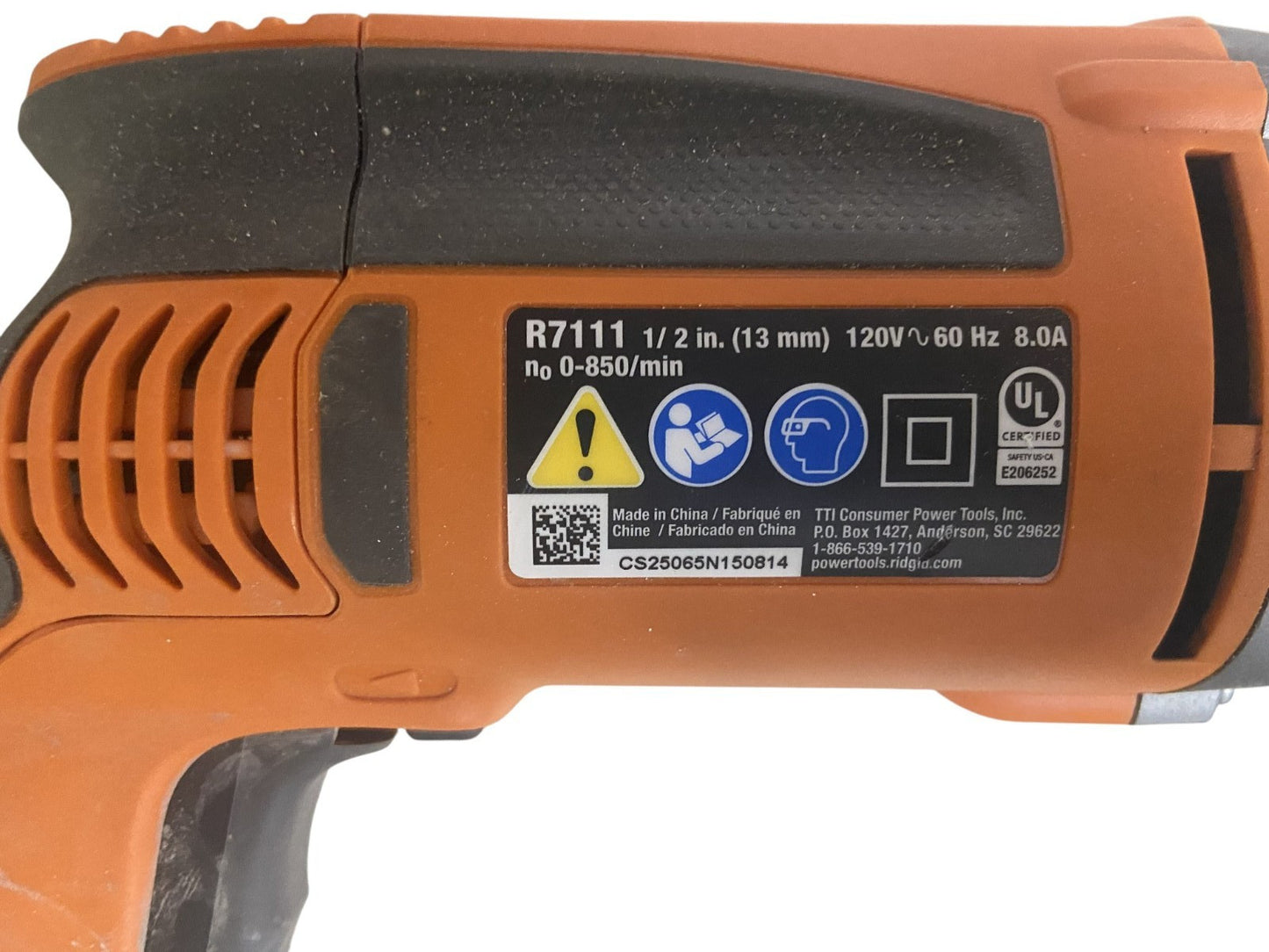 Ridgid 8 Amp 1/2" Variable Speed Reversible Drill - R7111 (No Depth Stop Rod)