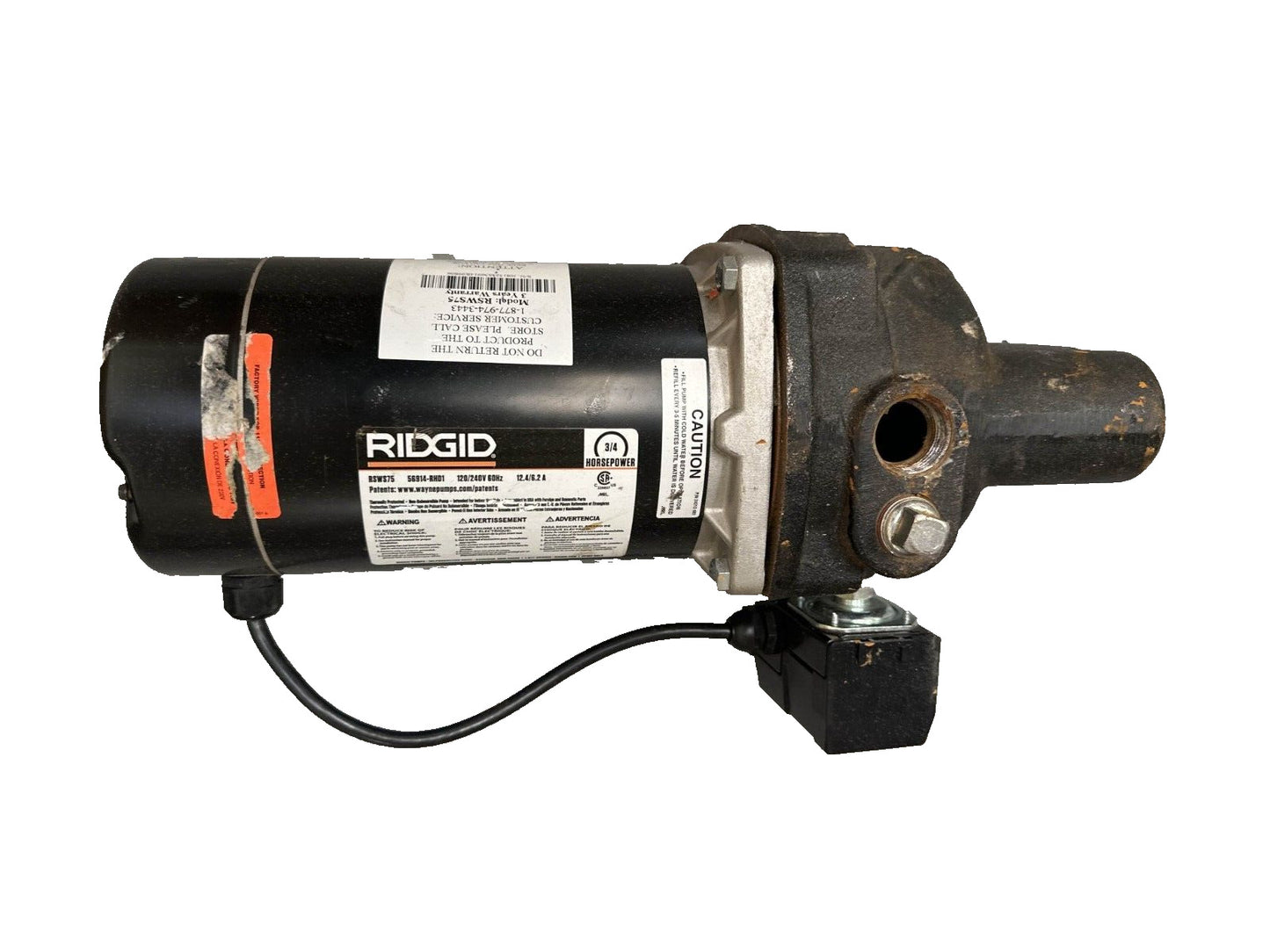 RIDGID 3/4 HP Cast Iron Shallow Well Jet Pump - RSWS75 -USED - UNTESTED